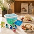 thumbnail image 4 of Cook with Color 20-Piece Kids Plastic Bento Box Lunch Container Set with Sandwich Cutters, Dolphin, 4 of 5