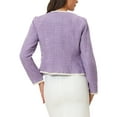 thumbnail image 3 of INSPIRE CHIC Women's Plaid Tweed Open Front Office Short Blazer, 3 of 5