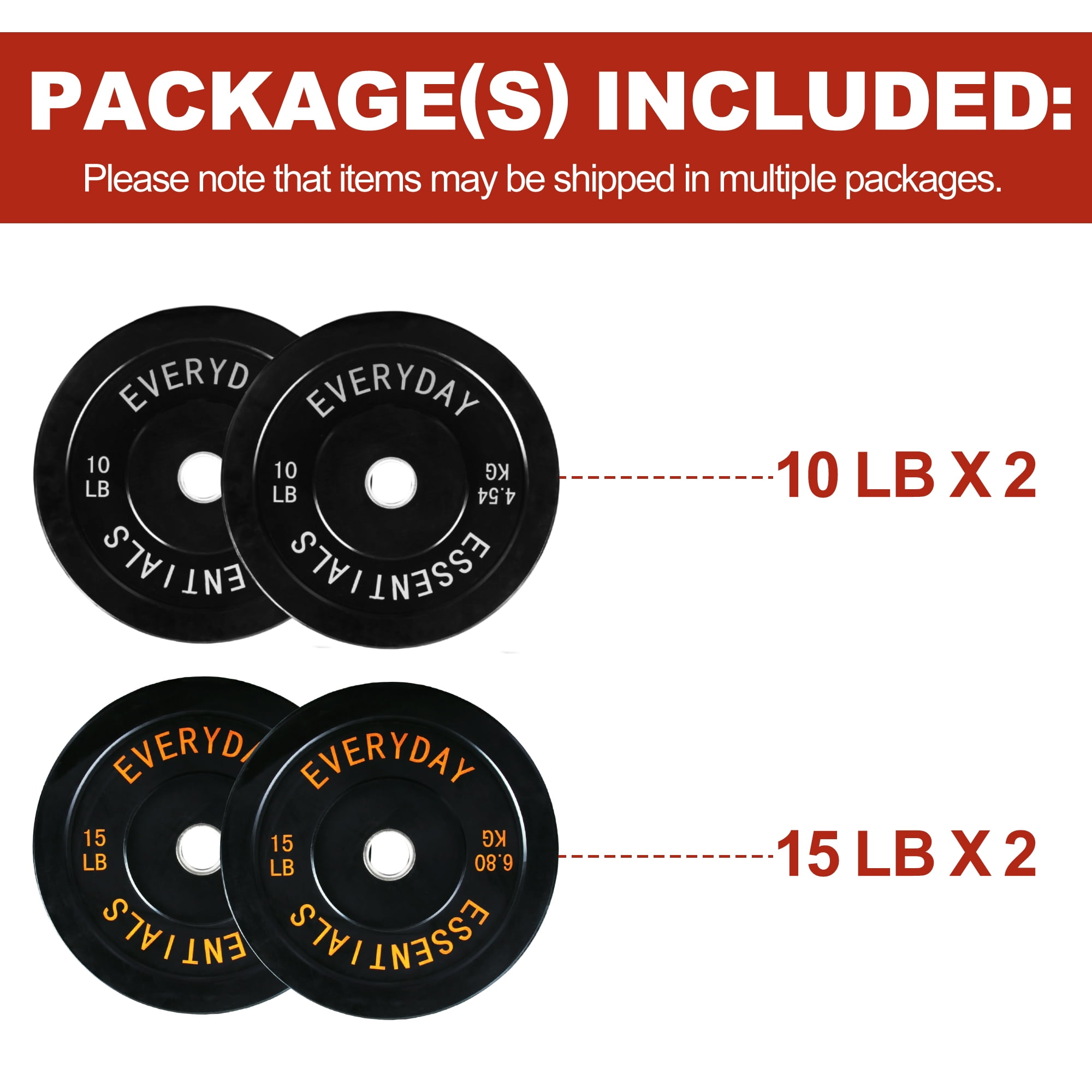 FlexWave 2-Inch Olympic Bumper Weight Plate Set，with Steel Hub, Black, Multiple Sizes，for Strength Training & Home Gym