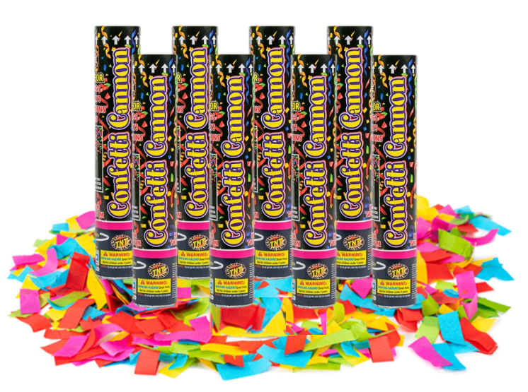 Multi-Colored Confetti Cannon 8 Pack, TNT Fireworks