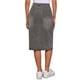 thumbnail image 3 of Faldas de mezclilla para mujer Inspire Chic, de cintura alta, con cremallera, abertura trasera, midi, con bolsillos, gris, talla S, 3 of 6
