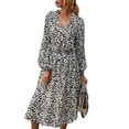 thumbnail image 2 of Vestido de manga larga con cuello alto,Vestido Cuello alto de leopardo Vestido de manga larga con botones Vestido de manga larga hasta la rodilla Aspecto llamativo, 2 of 6