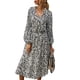 thumbnail image 2 of Vestido de Manga Larga para Mujer Cuello Alto Manga Farol Longitud Media Vestido con Estampado de Leopardo Y Cintura Ajustable ANGGREK  Otros, 2 of 6