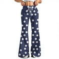 thumbnail image 2 of Women's Fashion Loose Drawstring Waist Polka Dot Printed Casual Sports Flared Pants, Elastic Joggers Sweatpants, Stylish Yoga Pants for Women,Royal Blue,S, 2 of 8