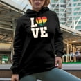 thumbnail image 2 of Love, Black History Month Heart Art Merch Gift, Black Hooded Sweatshirt or Hoodie, 2XL, 2 of 5