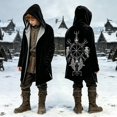 thumbnail image 2 of KHONTS Boys Hooded Cloak 3D Print Jacket Retro Coat Mid Length Outerwear with Pocket,Size 2-15 Years 15-Black 120, 2 of 4