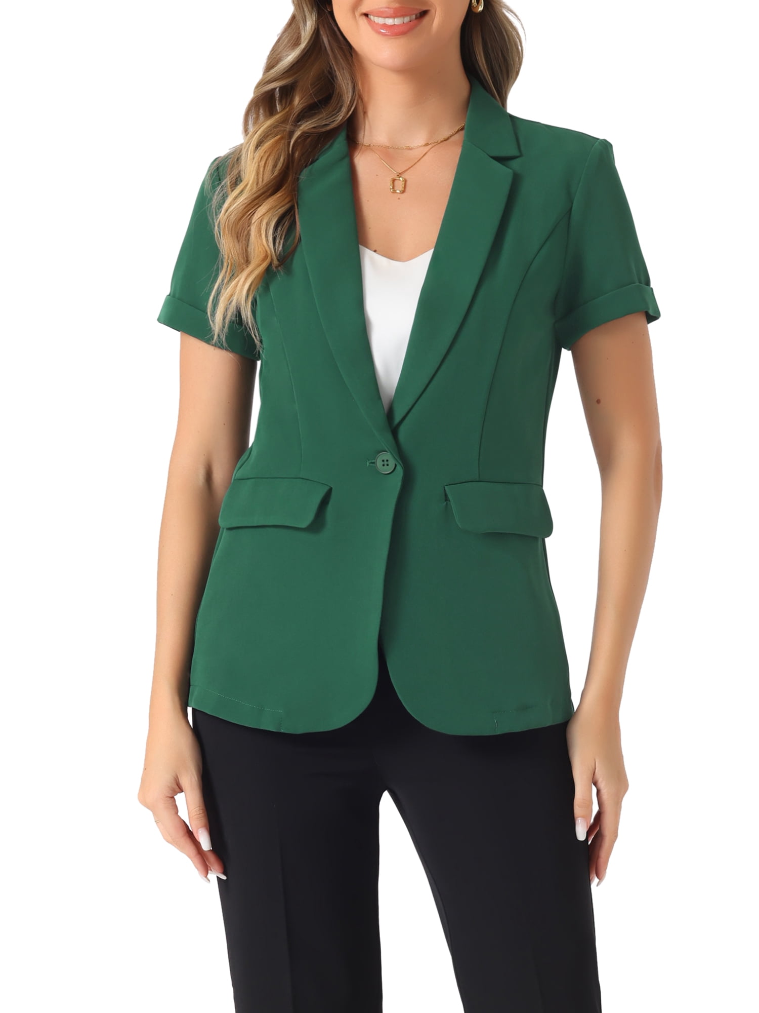 Blazer Femme Allegra K à Rayures - Revers Cranté, 1 Bouton, Manches Longues, Pour Bureau Et Travail - 3