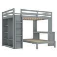 thumbnail image 6 of Queen over Twin Bunk Bed with Dismountable Lower Bed and Desk, Solid Wood Bunk Beds Frame with Built-in Shelves and Wardrobe, Can be Converted into Loft Bed, Grey, 6 of 9