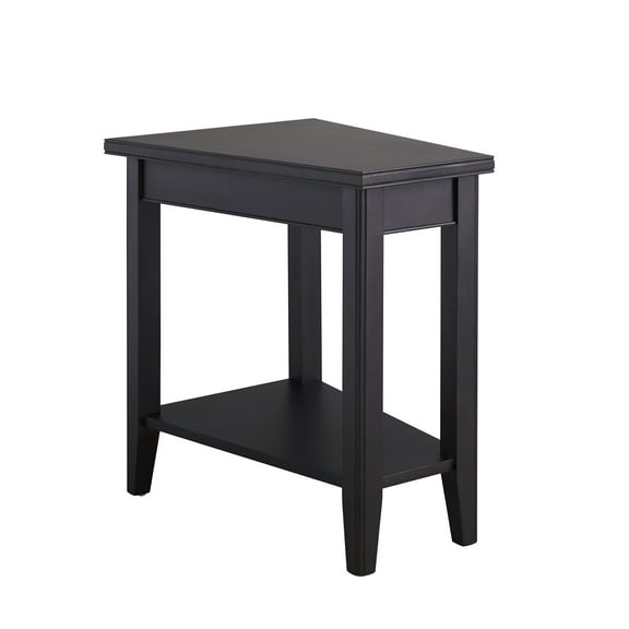 Leick Home Solid Wood Laurent Recliner Wedge End Table with Shelf, Black