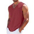 thumbnail image 3 of Linen Tank Tops for Men Breathable V-Neck Sleeveless Shirts Relaxed Fit Summer Casual Big and Tall T-Shirt, 3XL, 3 of 5