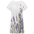 thumbnail image 3 of Lavender Flowers on White Background Short Sleeve Dress Women Summer Evening Dresses Ladies Sundress, 3 of 7