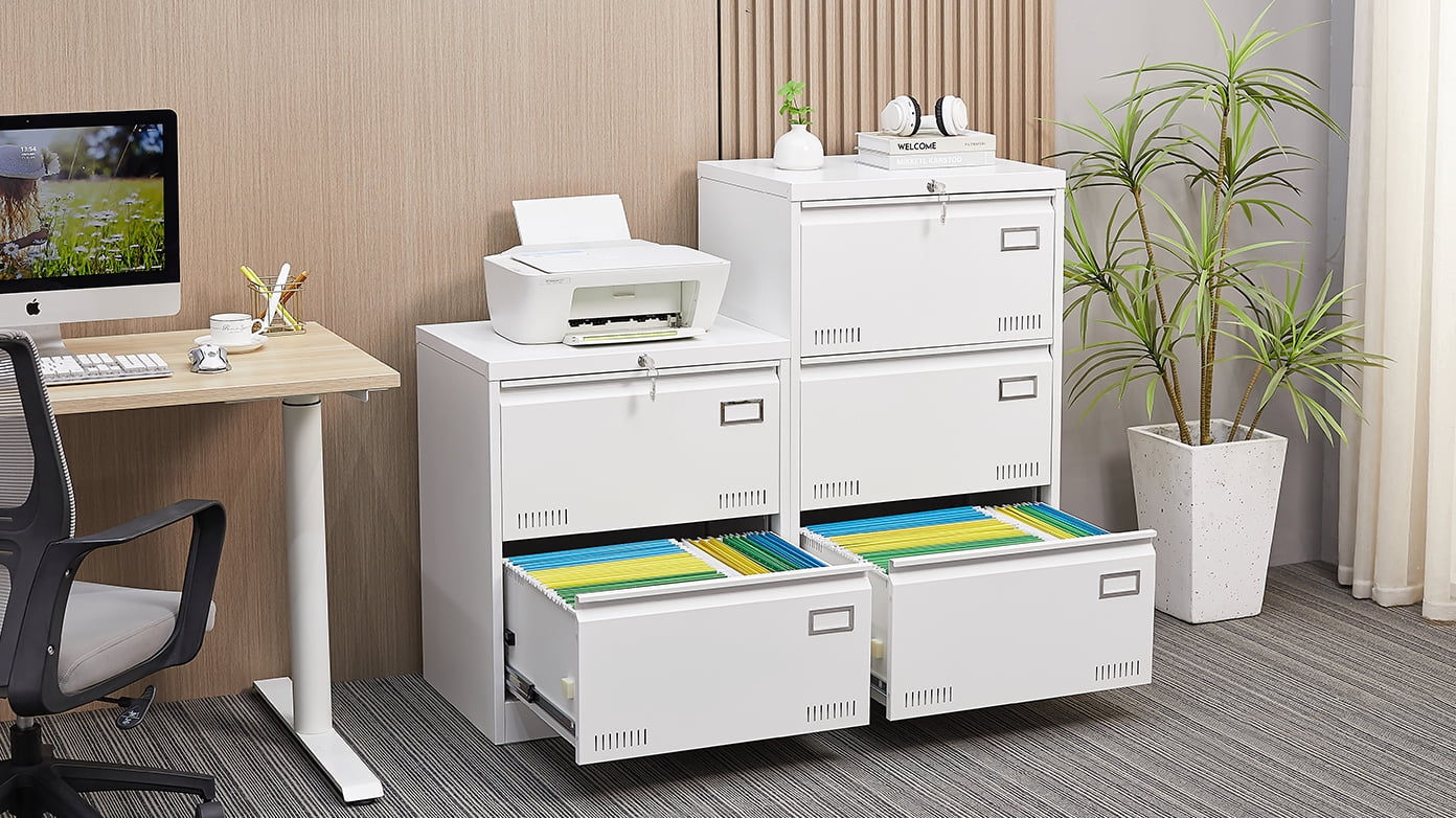 DKYNDSYN 3 Drawer Lateral File Cabinet with Lock for Home Office, Letter/Legal/A4/F4 Size, White