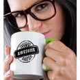 thumbnail image 2 of 3dRose, Certified Awesome since 1972 - funny birthday personal birth year black stamp - fun humor humorous, 15oz Two-Tone Green Mug, 2 of 7