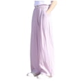 thumbnail image 2 of Crunowin Girls Sport Pants Loose Wide Leg Elastic Waist Summer Design Side Pockets Comfortable Casual Pants Purple Size 7, 2 of 3