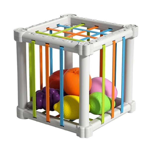 Clasificador de formas de bebé, contenedor sensorial de juguetes con cuerda elástica, juegos de entrenamiento de habilidades motoras finas, cubo de al