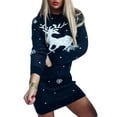thumbnail image 2 of KOMOO Women Christmas Sweater Dress Round Neck Long Sleeve Snowflake Elk Print Knit Short Dress Xmas Pullovers Mini Dress, 2 of 7