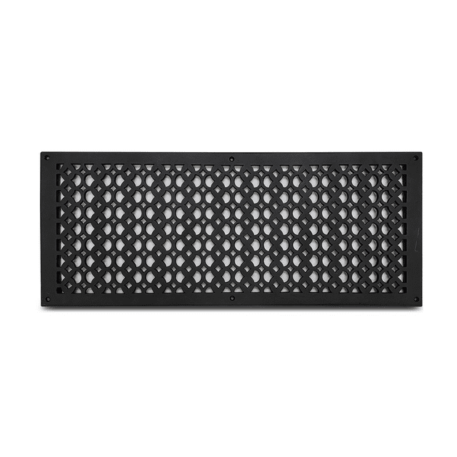 Air Return Grill 10″ X 26″ With Holes and Screws,Faceplate Size 12″ x 28″Decorative HVAC Duct Cover, Cast Iron Powder Coated Repaintable Vent for Walls,Ceilings, Floors – Tudor Mushroom Design VR100