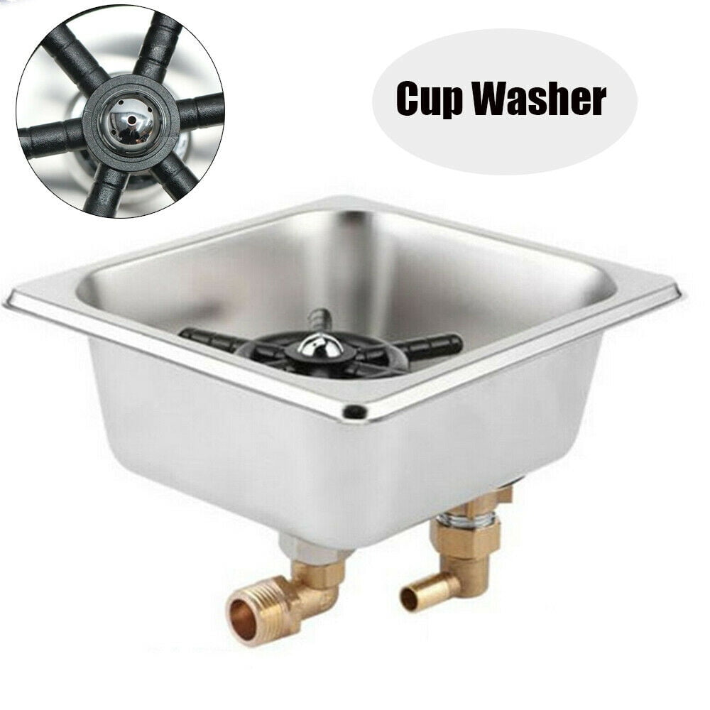 CNCEST 304 Stainless Steel Large Automatic Coffee Cup Rinser Glass Cleaner Bar Beer Pitcher Washer Set