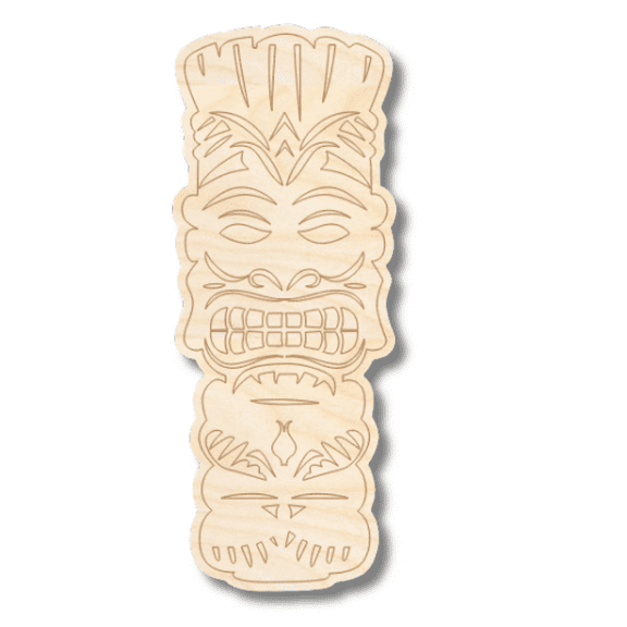 Unfinished Wood Etched Small Tiki Shape 4" / 1/8"