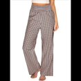 thumbnail image 1 of Pantalones Palazzo de Cuadros para Mujer, Pantalones de Pijama de Cintura Alta y Pierna , Pantalones Casuales Bonitos con Bolsillos Marrón L, 1 of 9