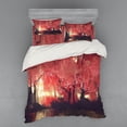 thumbnail image 2 of Ambesonne Nature Bedding Set 3 Pcs, Charming Mist Forest, Twin, Brown and Ruby, 2 of 3