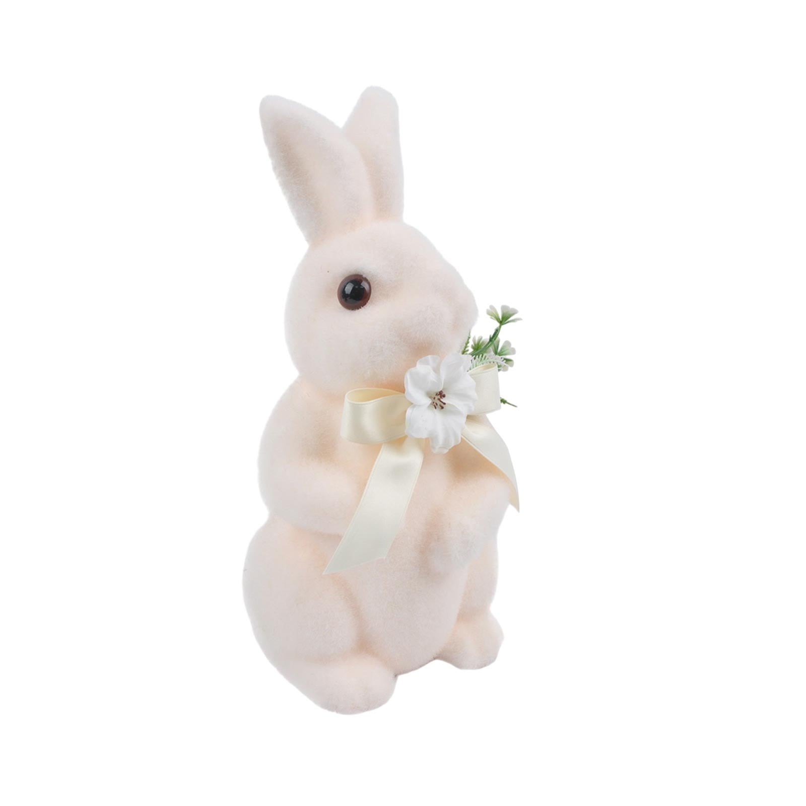 Moss Flocked Bunny Statue, Artificial Grass Easter Decor, Spring Garden Patio Table Centerpiece(Pink-B)