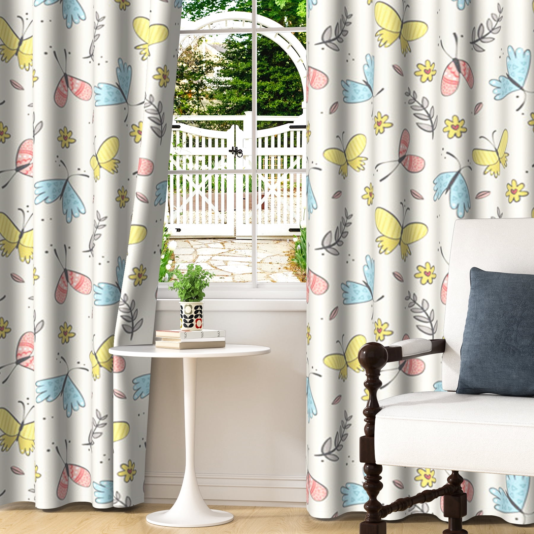Lfeey Blackout Curtains for Girl Bedroom, Cute and Funny Butterfly Print, Metal Grommets, 52x63 Inches, 2 Piece Set