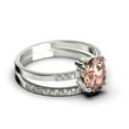 thumbnail image 2 of Beautiful Unique Art Deco 2.00 Carat Oval Cut Morganite And Diamond Moissanite Engagement Ring, Wedding Ring, One Matching Band in 925 Sterling Silver With 18k White Gold Plating Gift For Her, 2 of 3