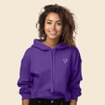 thumbnail image 3 of Dalix Heart Embroidered Fleece Cropped Hoodie Cold Fall Winter Women in Team Purple 2XL XX-Large, 3 of 5