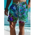 thumbnail image 2 of Bañador con estampado 3D de flores para hombre, pantalones cortos elásticos con cordón, estilo hawaiano, para vacaciones y playa, 2 of 4