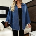 thumbnail image 6 of Vmvidoty Women's Ruffled Denim Jacket 2026 Trendy Jean Jackets Vintage Loose Lapel Neck Irregular Denim Trench Coat Blue S, 6 of 7