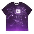 thumbnail image 3 of LAOLIUSN Men's AI Artificial Intelligence Graphic T-Shirt, Futuristic Techwear All Over Print Tee, M, 3 of 7