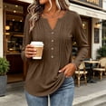thumbnail image 4 of SETOOFF Womens V Neck Henley Pleated Pullover Long Sleeve Shirts Loose Fit Lightweight Tunic Blouses for Women Dressy Casual Work Business Casual Dailywear Fashion, 4 of 7