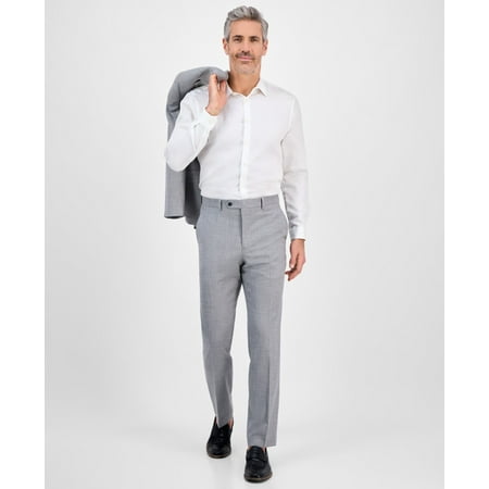 Tallia Mens Classic fit Dress Pants 36 / 32 Light Grey Solid Stretch