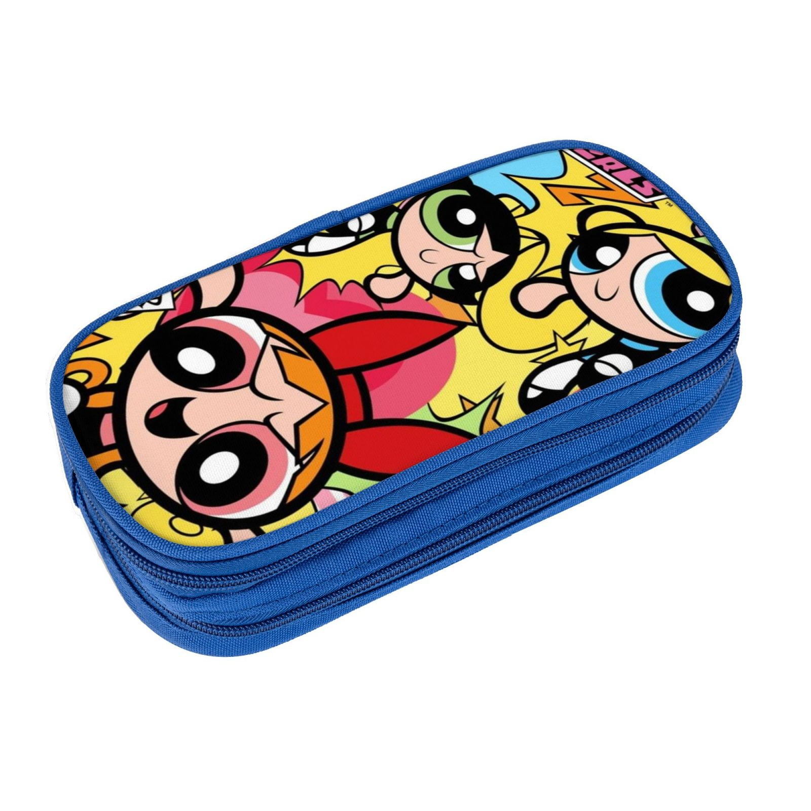 The Powerpuff Gi-rls Pencil Case Large Capacity Pencil Pouch Penbag Office Stationery Organizer Travel Makeup Bag Blue