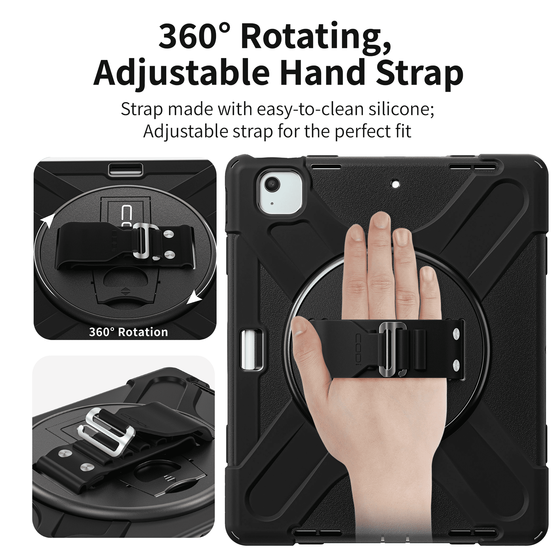CODi Rugged Case for iPad Air 13" (M2, M3, M4) & iPad Pro 12.9" (3rd-6th Gen) - 360° Protection with Kickstand, Hand Strap, Shoulder Strap & Pencil Holder