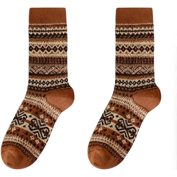 Wool Vintage Socks Women, 5 Pairs Thick Cotton Socks Cozy Fall Winter Knitted Sock, Soft Warm Crew Sock Patterned(1pc cottonkkl)