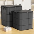 thumbnail image 3 of Bxaolu 1 Pack Clothes Storage Bins with Lids, Foldable Blanket Storage Bags with Zippers, Reinforced Handles, Closet and Organization for Clothing, Sweater, Comforter, Bedding, 3 of 9