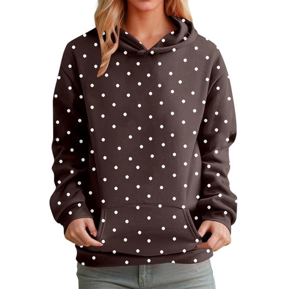 Essentials Hoodie for Women Cute Polka Dot Print Long Sleeve with Pocket Fashion Y2K Winter Y2k Clothes