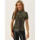 thumbnail image 4 of Camiseta con Lentejuelas Allegra K Blusa de Fiesta Brillante de Manga Corta Cuello Alto Oro M, 4 of 5