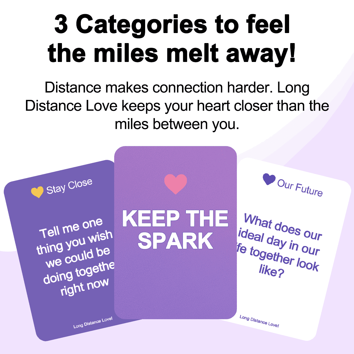 Long Distance Couples Card Game – 120 Questions, 3 Categories (Stay Close, Keep the Spark, Our Future) | Build Intimacy,, Feel Closer Across the Miles | Perfect for Video Calls, Texting & Anniversari
