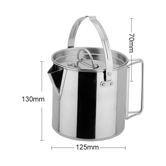 NFTIGB 1.2L Camping Kettle Stainless Steel Portable Coffee Pot with Folding Handle, 5.1 x 4.9 in / 13.0 x 12.5 cm