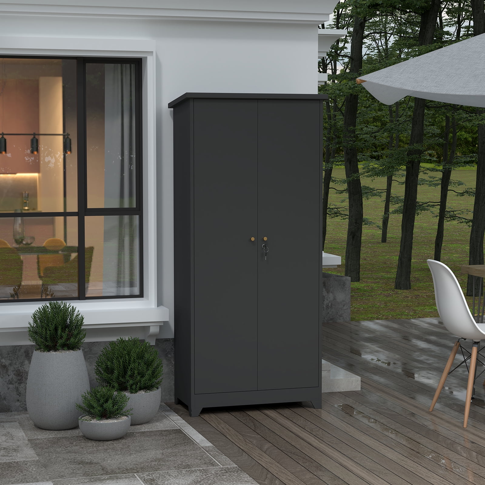 Outdoor Cabinet Outdoor Storage Cabinet Waterproof, Storage Cabinet cabinet with Shelves, Vertical Tall Garden Storage cabient & Outdoor Storage Cabinet Weatherproof for Outside in light gray