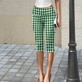 thumbnail image 2 of Minjewel Pants for Women - Floral Print Pleated Cropped Yoga Pants - Breathable Summer Bottoms Capri Pants for Women,Army Green L, 2 of 7
