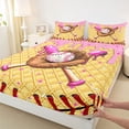 thumbnail image 4 of Castle Fairy Baseball Ice Cream King Sheets 4pcs, Sport Glove Bat Bedding, Brown Pink,1 Fitted Sheet, 1 Flat Sheet and 2 Pillowcases, 4 of 6