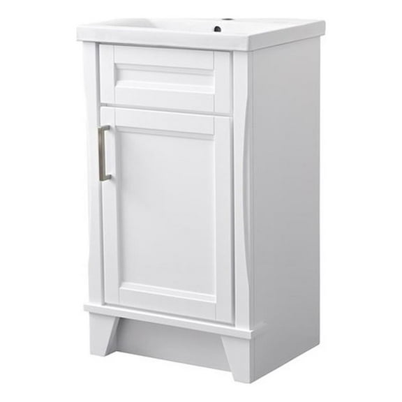 Pemberly Row 20" Single Sink Vanity in White Finish with White Ceramic Sink Top