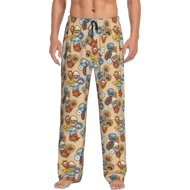 Balery Camp Badge Pantalones de pijama para hombre, pijama ultraligero, pantalón de descanso-3X-Large
