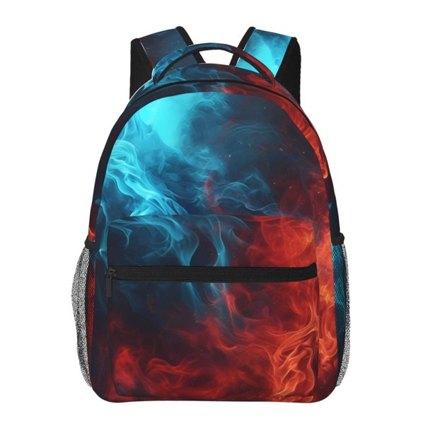 Easygdp Red And Blue Fire Mochila Ergonómica Versátil para Laptop - Múltiples Bolsillos, Correas Ajustables, Unisex para Escuela, Viajes y Actividades al Aire Libre-One Size