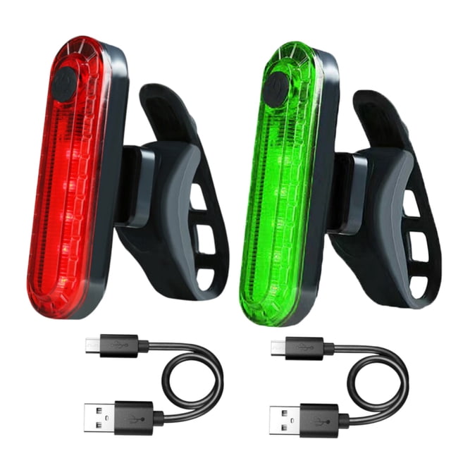 YSTIANN Syzplnwy 2Pcs USB Rechargeable Waterproof LED Bicycle Light Set with Front Headlight and Rear Taillight, Includes 2 Cables(Red, Green) WJ94-3883