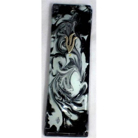 Judaica Kingdom TB-MEZ-S17 Handmade Glass & Stained Glass Mezuzahs - Black & White Marbled